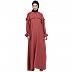Front open classic frill abaya- Rose Bricks